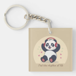 Cute Music Panda Sleutelhanger