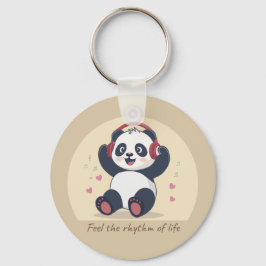 Cute Music Panda Sleutelhanger