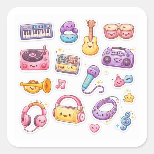 Cute Music Study Stickers Sheet (Voorkant)
