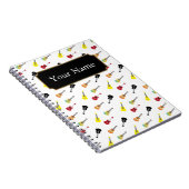 Cute Music Ukulele Pattern met Naam Notitieboek (Rechterzijde)