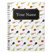 Cute Music Ukulele Pattern met Naam Notitieboek (Voorkant)