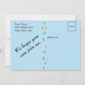 Cute Musical Animals Baby shower Invitation Kaart (Achterkant)