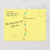 Cute Musical Animals Roze Babyshower Uitnodiging Briefkaart (Achterkant)