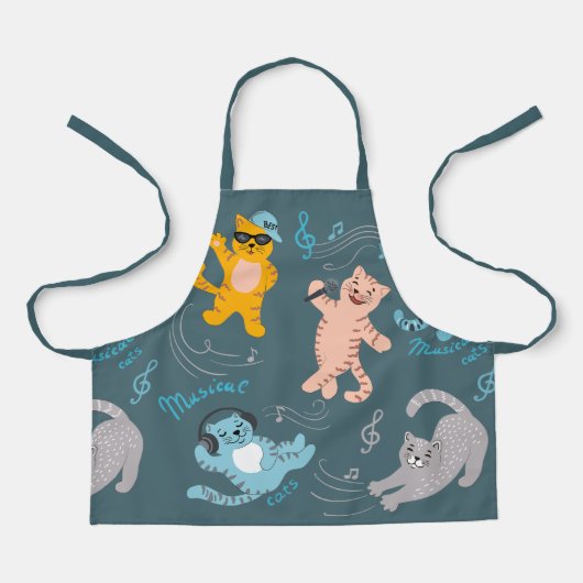 Cute Musical Cats Pattern Kinder Kitchen Schort (Voorkant)