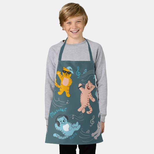 Cute Musical Cats Pattern Kinder Kitchen Schort (Gedragen)