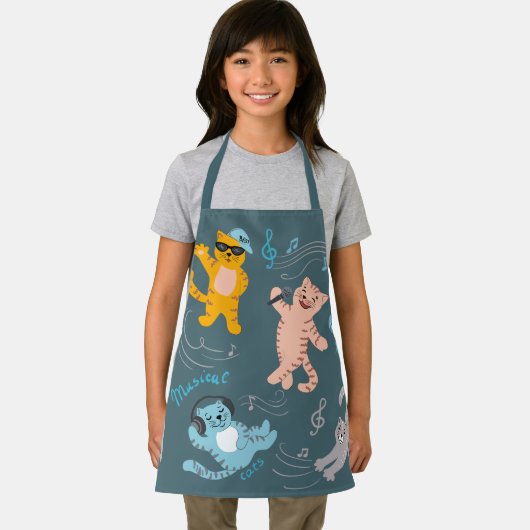 Cute Musical Cats Pattern Kinder Kitchen Schort (Insitu)