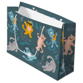 Cute Musical Cats Pattern Kinderen Birthday Groot Cadeauzakje (Voorkant Gekanteld)