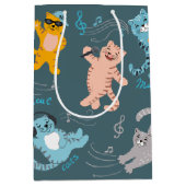 Cute Musical Cats Pattern Kinderen Birthday Medium Cadeauzakje (Voorkant)