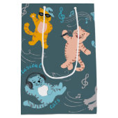 Cute Musical Cats Pattern Kinderen Birthday Medium Cadeauzakje (Achterkant)