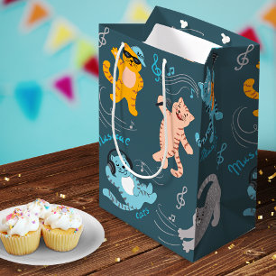 Cute Musical Cats Pattern Kinderen Birthday Medium Cadeauzakje