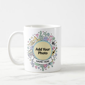 Cute Musical Doodles Kids Custom Photo Name Mug Koffiemok