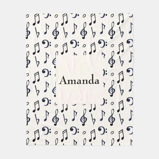 Cute Musical Notes Patroon Fleece Deken (Voorkant)