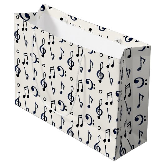Cute Musical Notes Patroon Groot Cadeauzakje (Voorkant Gekanteld)