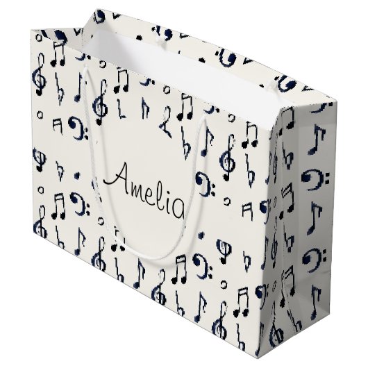 Cute Musical Notes Patroon Groot Cadeauzakje (Achterkant Gekanteld)
