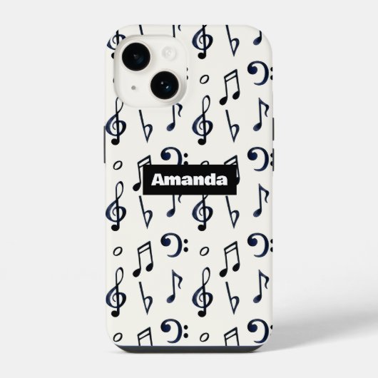 Cute Musical Notes Patroon iPhone Hoesje (Achterkant)