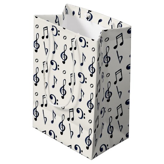 Cute Musical Notes Patroon Medium Cadeauzakje (Achterkant Gekanteld)