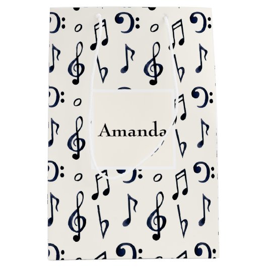 Cute Musical Notes Patroon Medium Cadeauzakje (Voorkant)