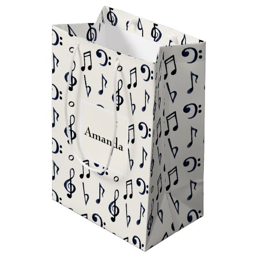 Cute Musical Notes Patroon Medium Cadeauzakje (Voorkant Gekanteld)