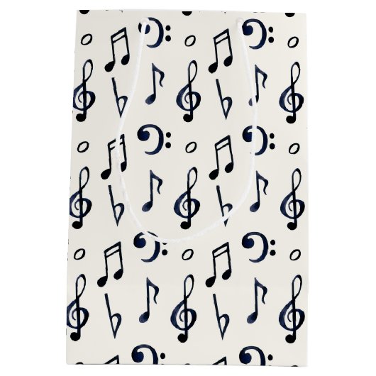 Cute Musical Notes Patroon Medium Cadeauzakje (Achterkant)