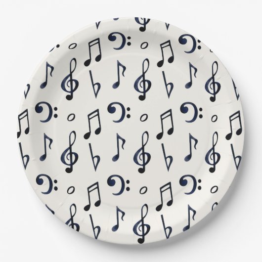 Cute Musical Notes Patroon Papieren Bordje (Voorkant)