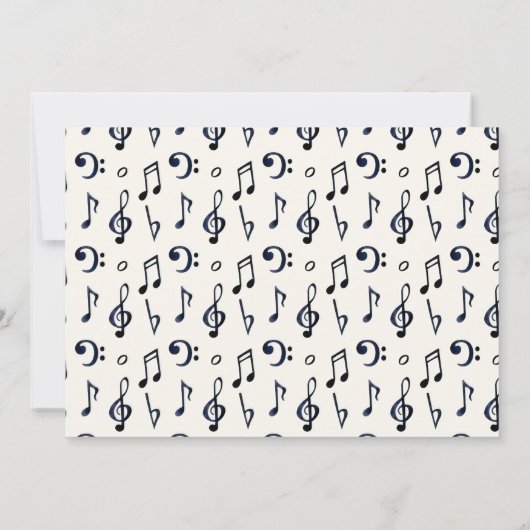Cute Musical Notes Patroon Save The Date (Achterkant)