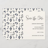 Cute Musical Notes Patroon Save The Date (Voorkant / Achterkant)