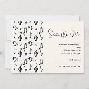 Cute Musical Notes Patroon Save The Date