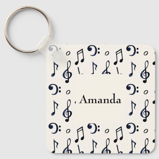 Cute Musical Notes Patroon Sleutelhanger (Voorkant)