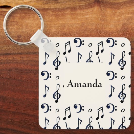 Cute Musical Notes Patroon Sleutelhanger (Voorkant)