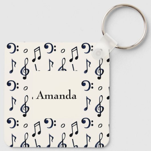 Cute Musical Notes Patroon Sleutelhanger (Achterkant)