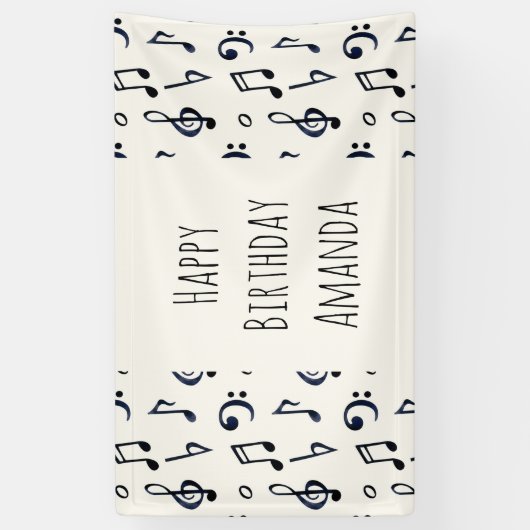 Cute Musical Notes Patroon Spandoek (Verticaal)