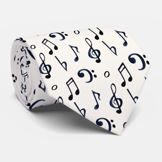 Cute Musical Notes Patroon Stropdas (Opgerold)