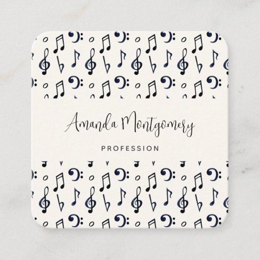 Cute Musical Notes Patroon Vierkante Visitekaartje (Voorkant)