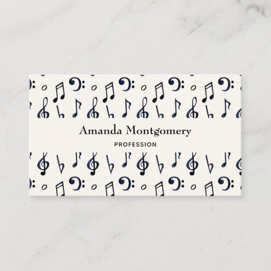 Cute Musical Notes Patroon Visitekaartje (Voorkant)