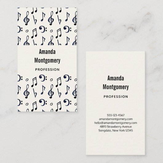 Cute Musical Notes Patroon Visitekaartje (Voorkant / Achterkant)