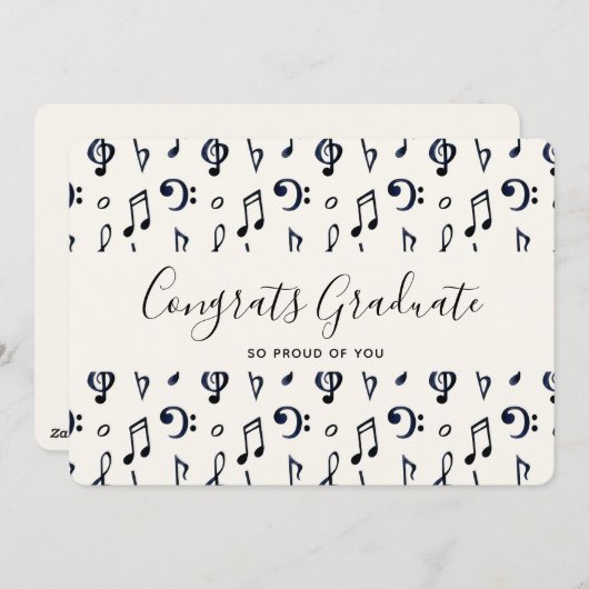 Cute Musical Notes Pattern Afstuderen Feestdagenkaart (Voorkant / Achterkant)