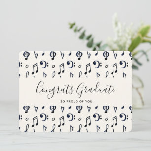 Cute Musical Notes Pattern Afstuderen Feestdagenkaart