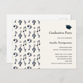 Cute Musical Notes Pattern Afstuderen Invitation Uitnodiging Briefkaart (Voorkant / Achterkant)