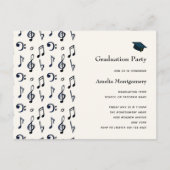 Cute Musical Notes Pattern Afstuderen Invitation Uitnodiging Briefkaart (Voorkant)