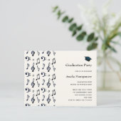Cute Musical Notes Pattern Afstuderen Invitation Uitnodiging Briefkaart (Staand voorkant)