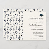 Cute Musical Notes Pattern Afstuderen Kaart (Voorkant / Achterkant)