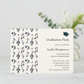 Cute Musical Notes Pattern Afstuderen Kaart (Staand voorkant)