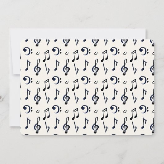 Cute Musical Notes Pattern Afstuderen Kaart (Achterkant)