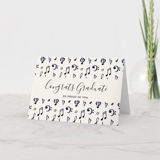 Cute Musical Notes Pattern Afstuderen Kaart (Voorkant)