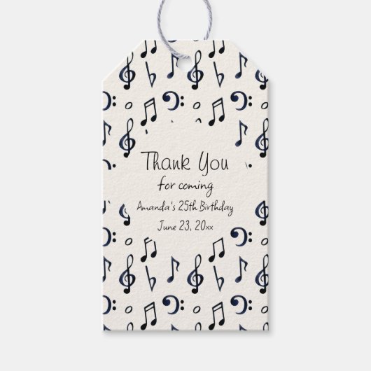 Cute Musical Notes Pattern Birthday Cadeaulabel (Voorkant)