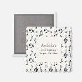 Cute Musical Notes Pattern Birthday Magneet (Voorkant / Achterkant)