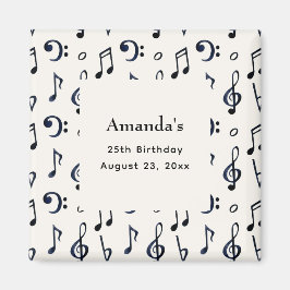 Cute Musical Notes Pattern Birthday Magneet