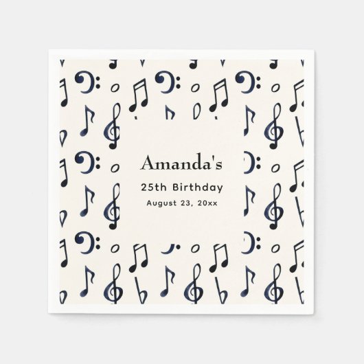 Cute Musical Notes Pattern Birthday Servet (Voorkant)