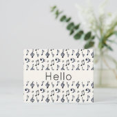 Cute Musical Notes Pattern Hallo Briefkaart (Staand voorkant)