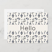 Cute Musical Notes Pattern Hallo Briefkaart (Voorkant / Achterkant)
